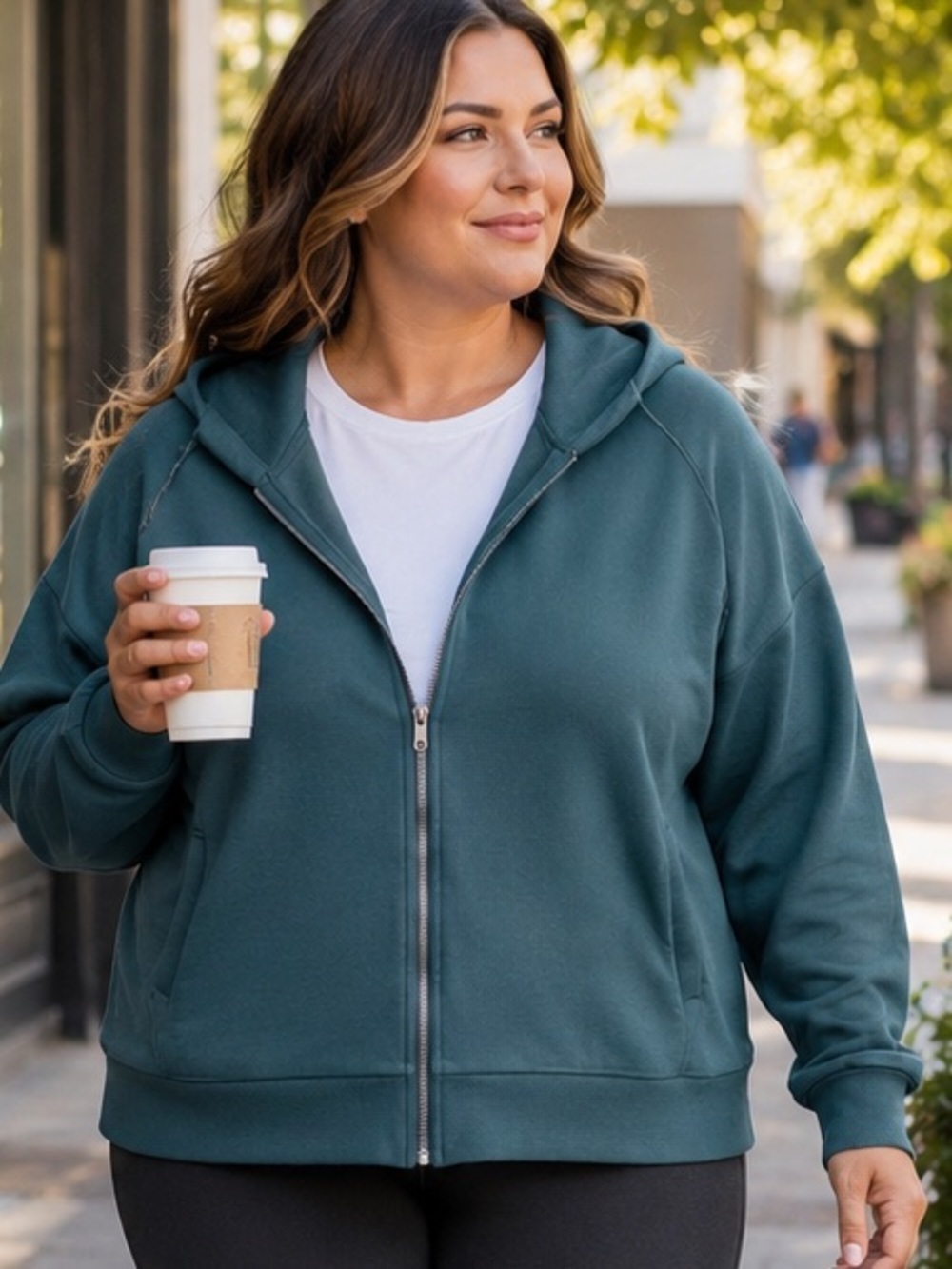 A New Day All Day Fleece Zip Hoodie Teal NWT Size 3X Plus Size